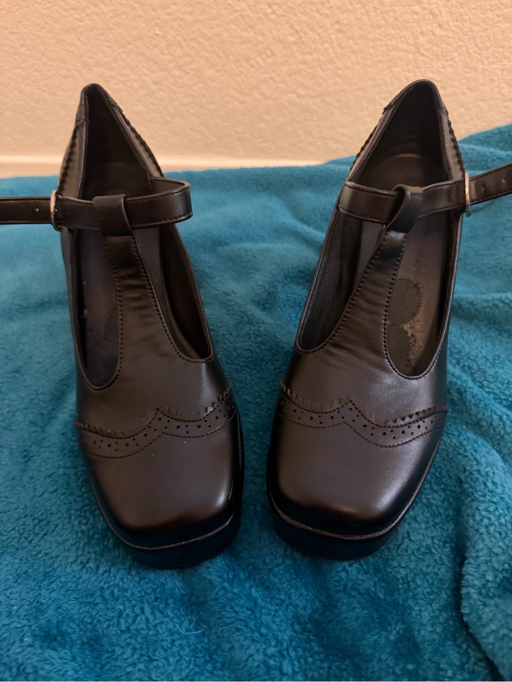 Classic Black T-Strap Women's Heels